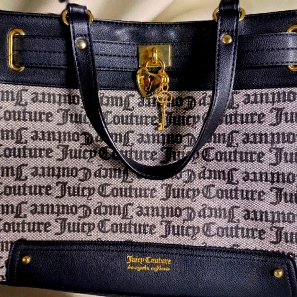 Juicy Couture Handbag (Black) with logo all over .